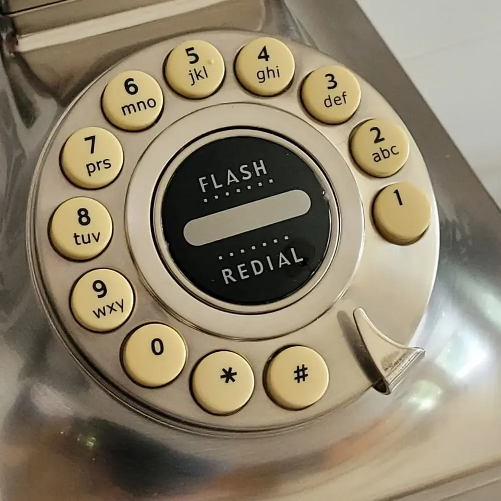 Grand Phone Silver Retro Push Button Landline Telephone CS11 Tested Pottery Barn